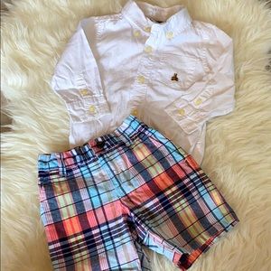 Janie & Jack plaid shirts & white Button down